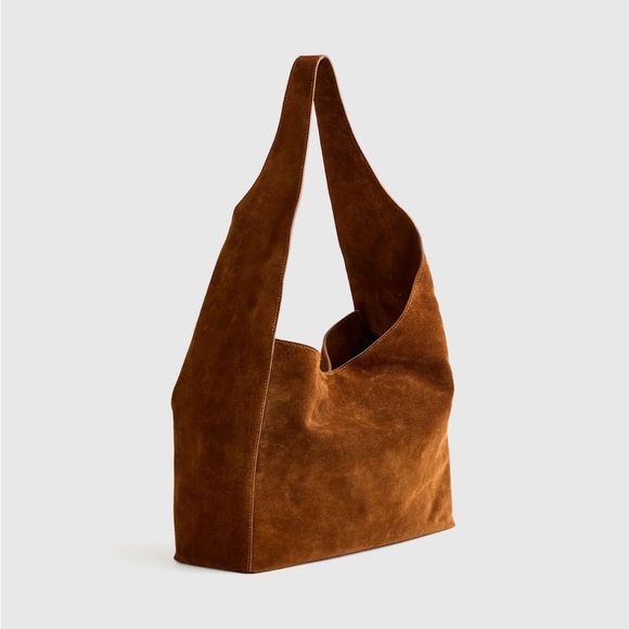 Quince Italian Suede Slouchy Shoulder Bag in Whiskey Brown No Dust Bag